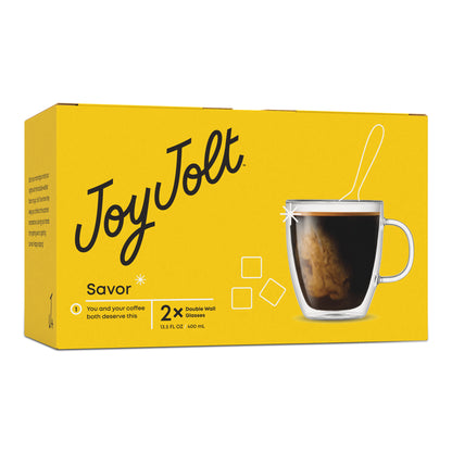 Savor Double Wall Glass Coffee Mugs, 13.5 oz