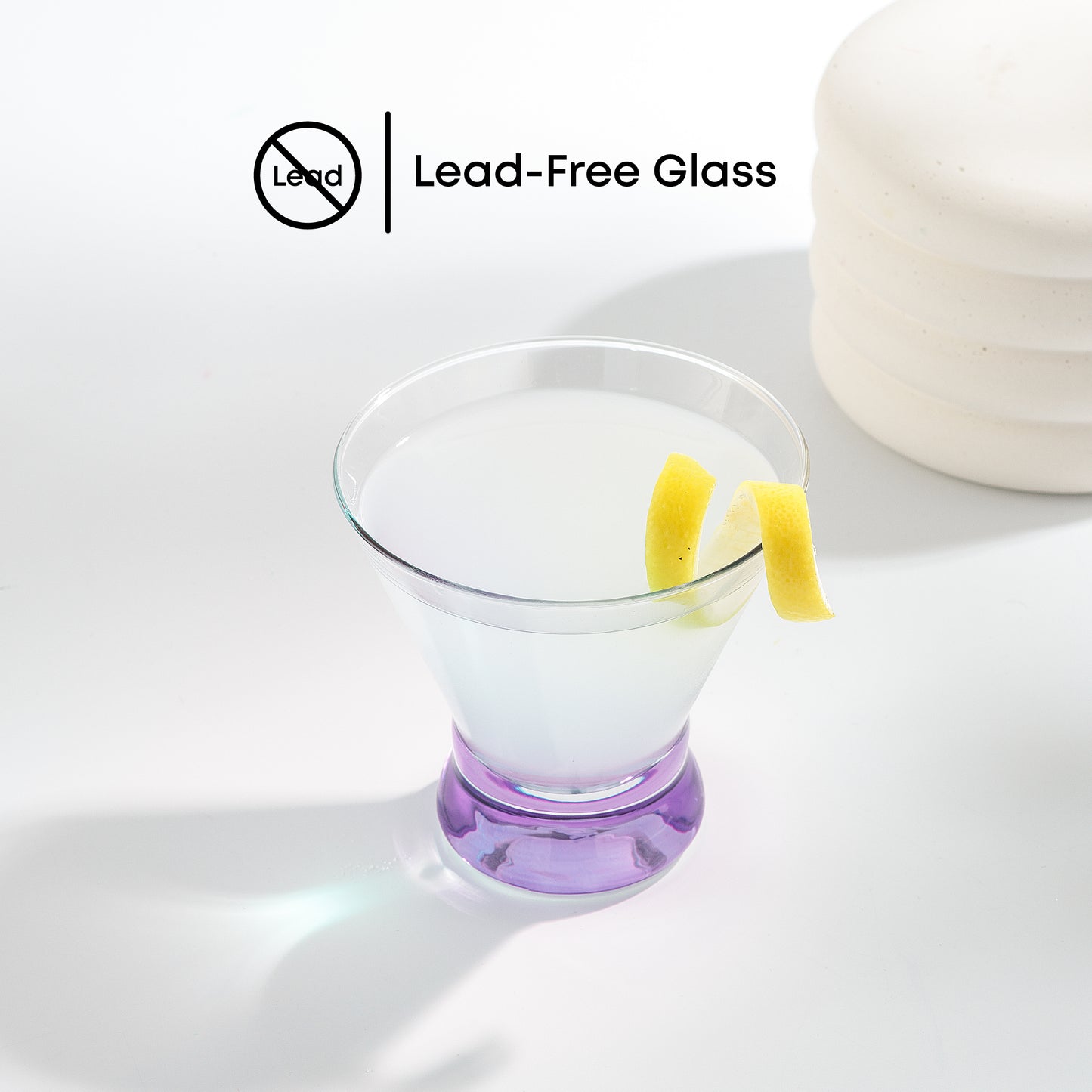 Hue Colored Stemless Martini Glasses, 7.5 oz