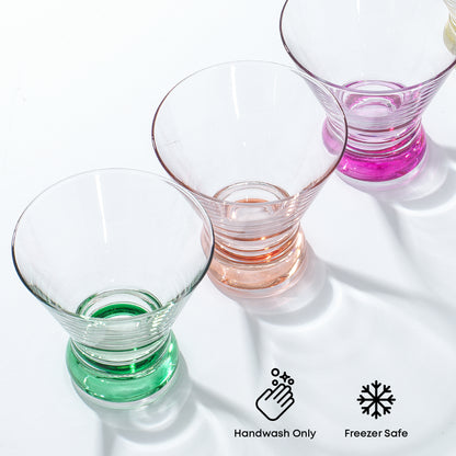 Hue Colored Stemless Martini Glasses, 7.5 oz