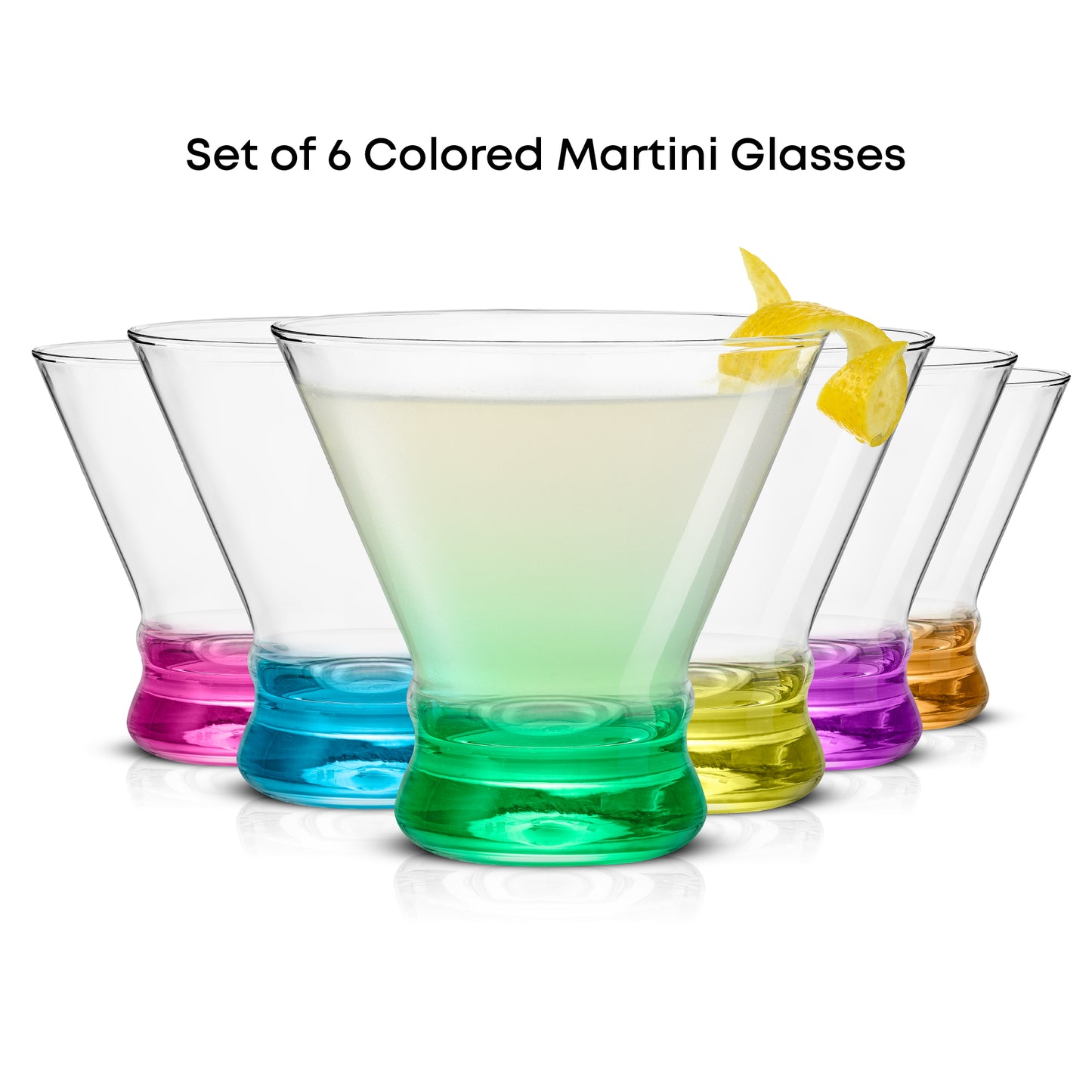 Hue Colored Stemless Martini Glasses, 7.5 oz