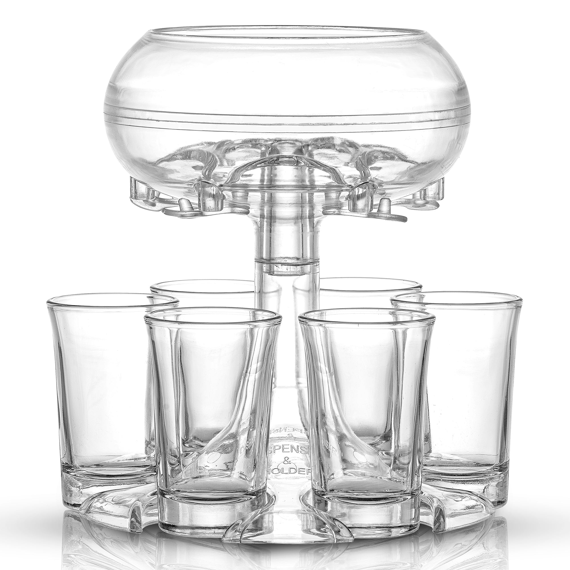 JoyJolt Shot Dispenser with 6 Glass Shot Glasses