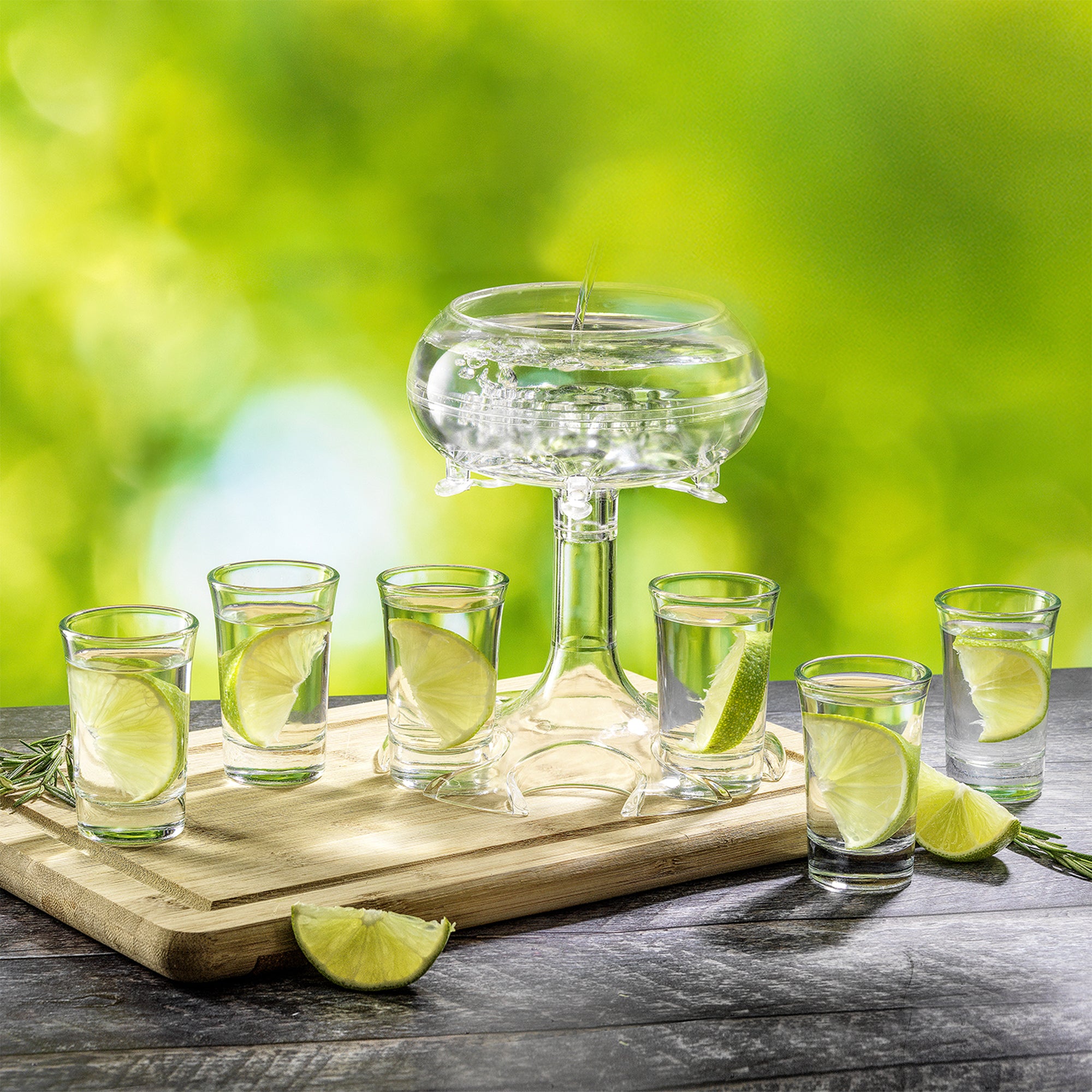 JoyJolt Shot Dispenser with 6 Glass Shot Glasses