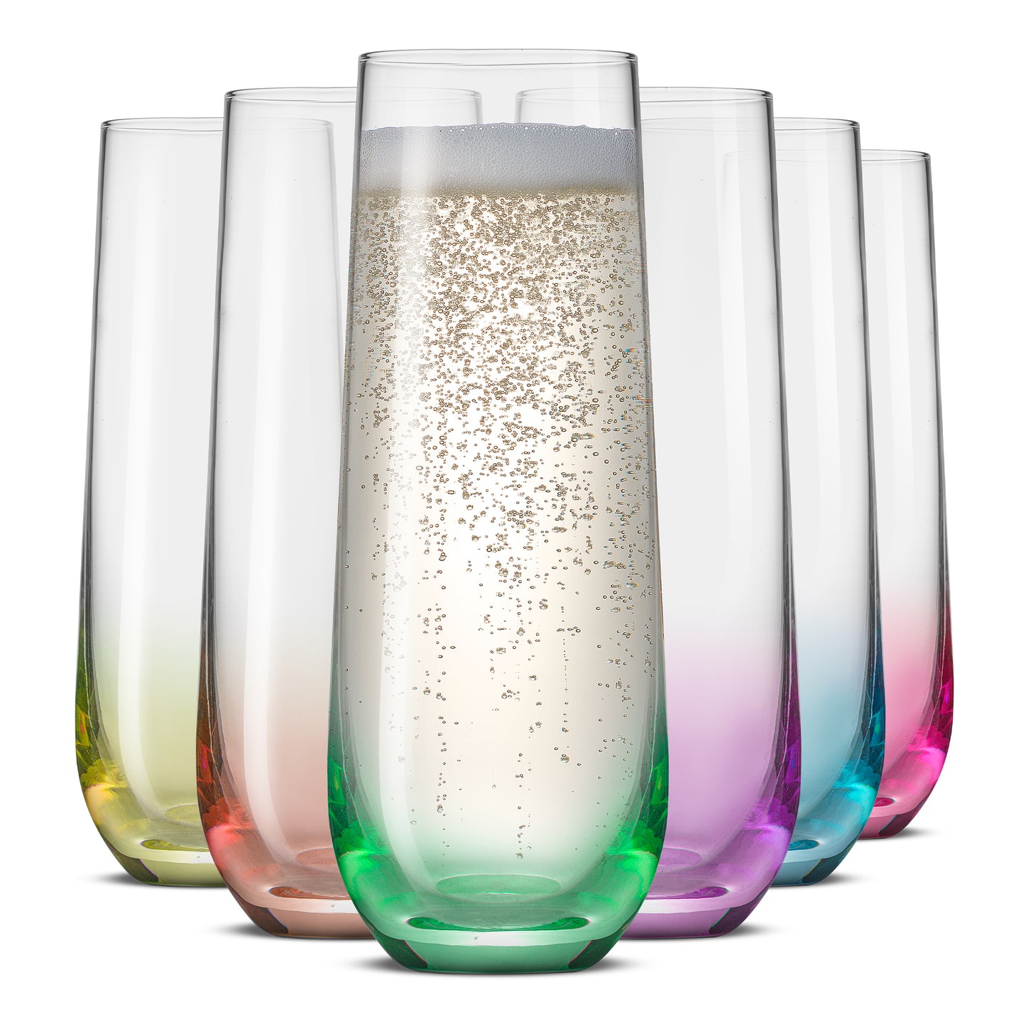 Hue Colored Stemless Champagne Flutes, 9.5 oz