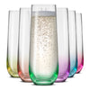 Hue Colored Stemless Champagne Flutes, 9.5 oz
