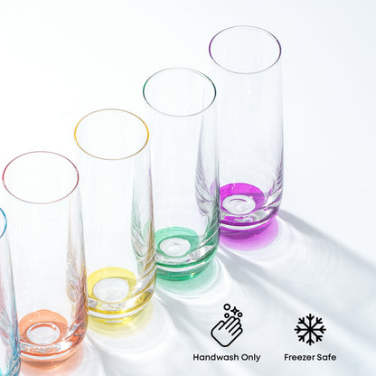 Hue Colored Stemless Champagne Flutes, 9.5 oz