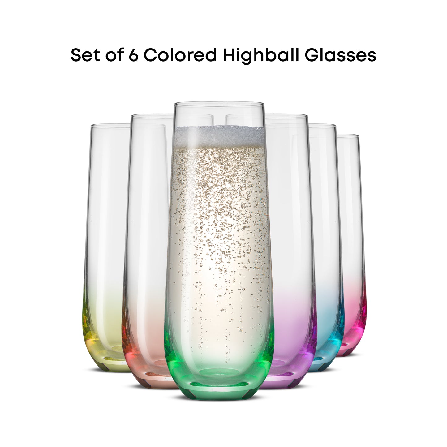 Hue Colored Stemless Champagne Flutes, 9.5 oz