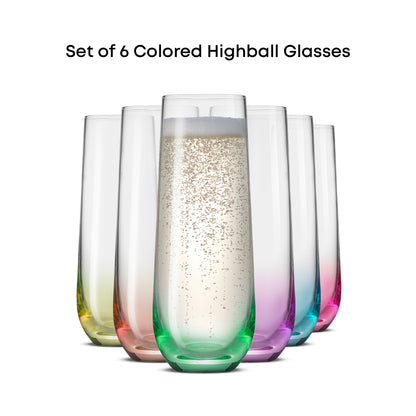 Hue Colored Stemless Champagne Flutes, 9.5 oz