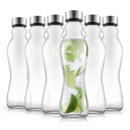 Spring Glass Water Bottles with Stainless Steel Cap