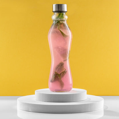 Spring Glass Water Bottles with Stainless Steel Cap