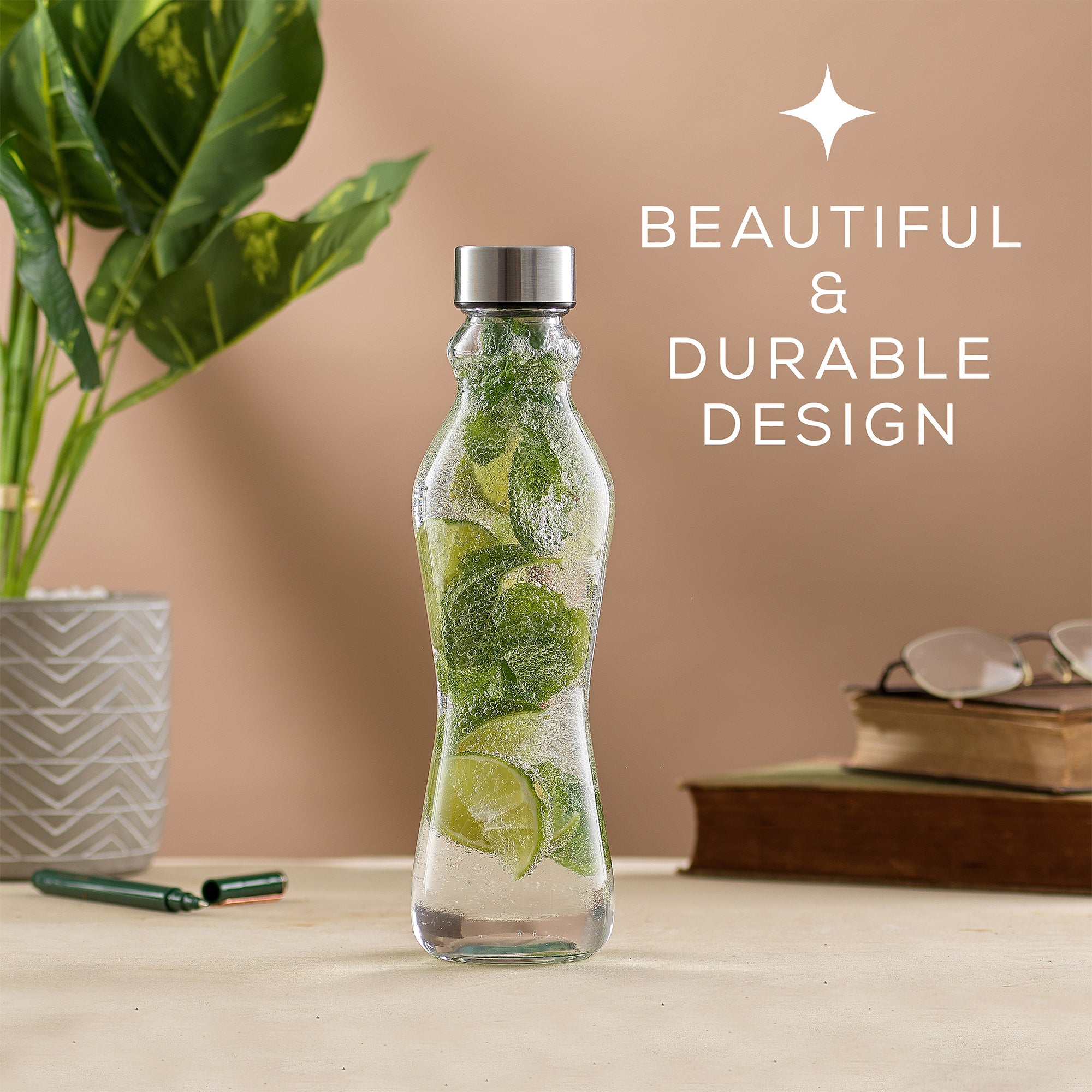 Spring Glass Insulated Water Bottles with Stainless Steel Cap