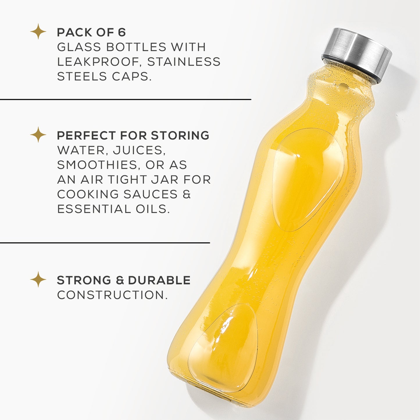 Spring Glass Water Bottles with Stainless Steel Cap