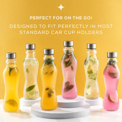 Spring Glass Water Bottles with Stainless Steel Cap