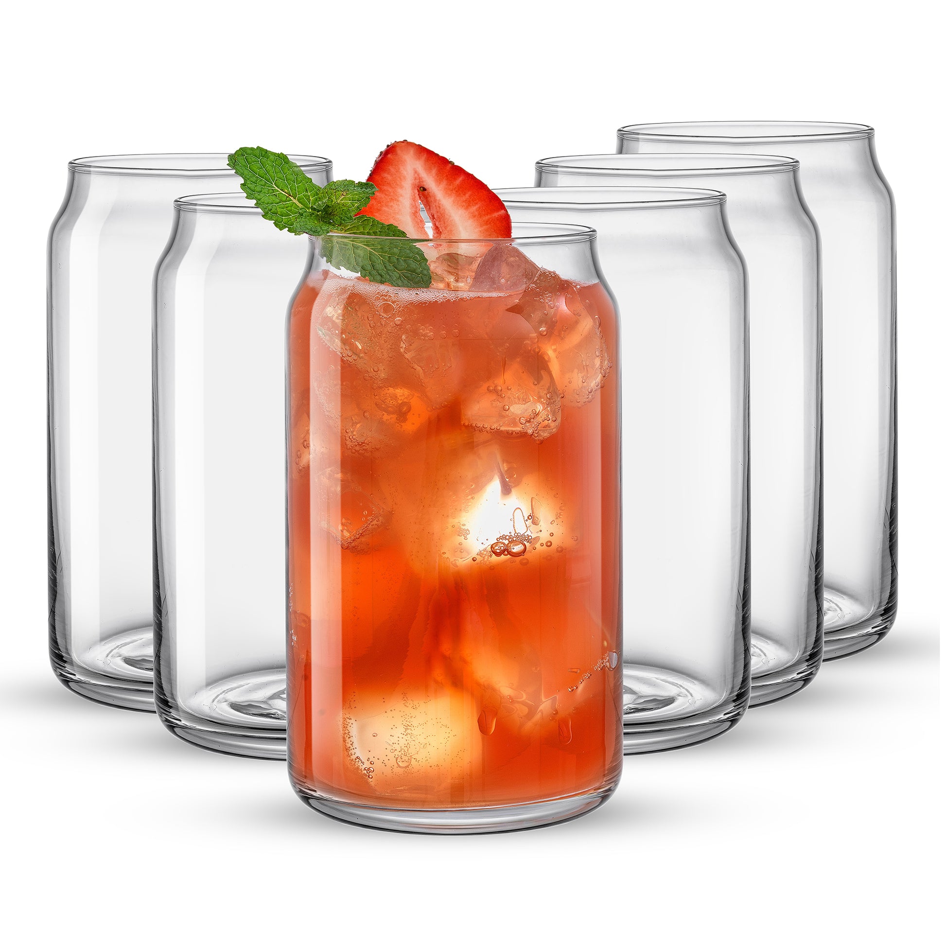 JoyJolt Classic Can Shaped 17 oz. Tumbler Drinking Highball Glass Cups (Set of 6)