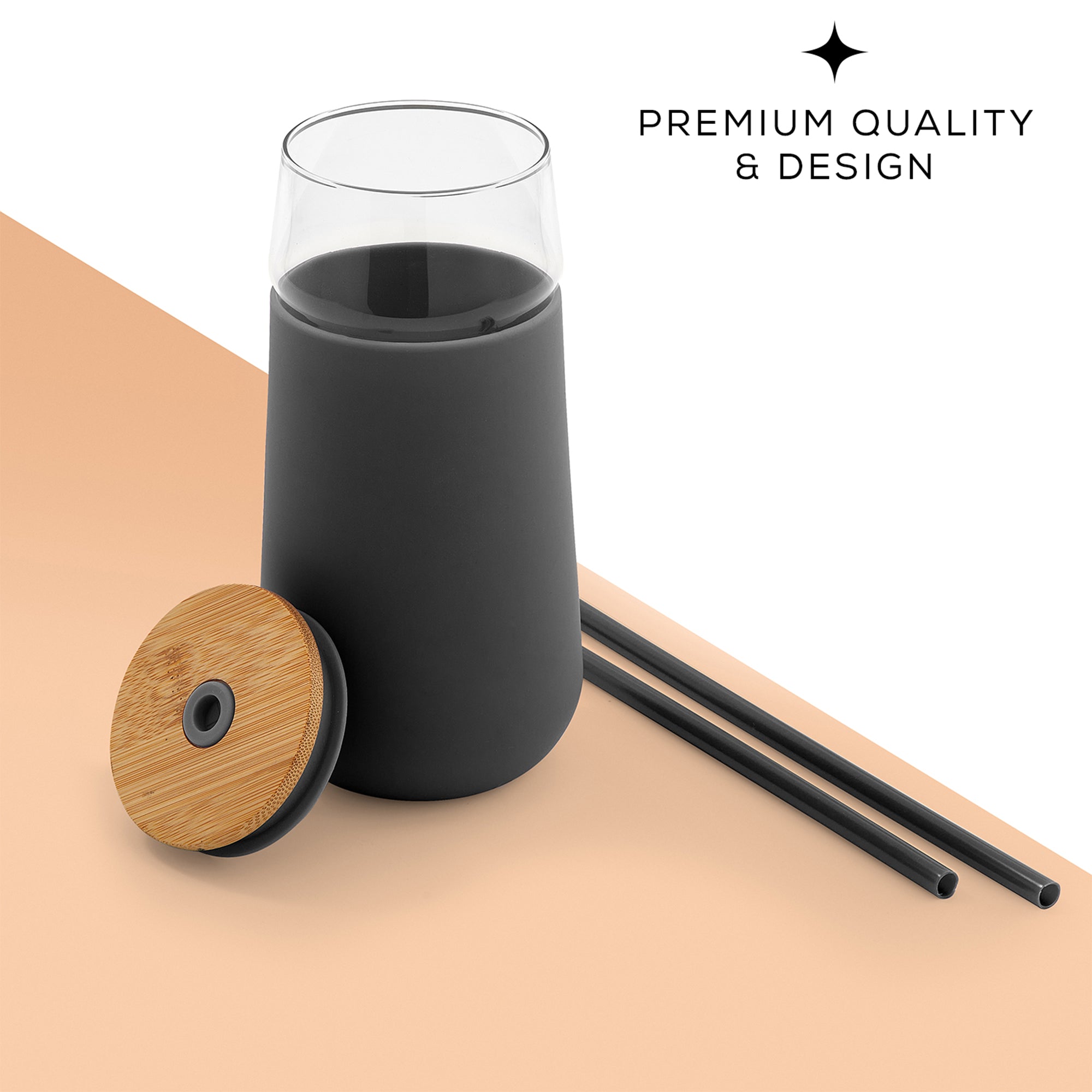 JoyJolt Tumbler with Bamboo Lid, Straw & Silicone Sleeve