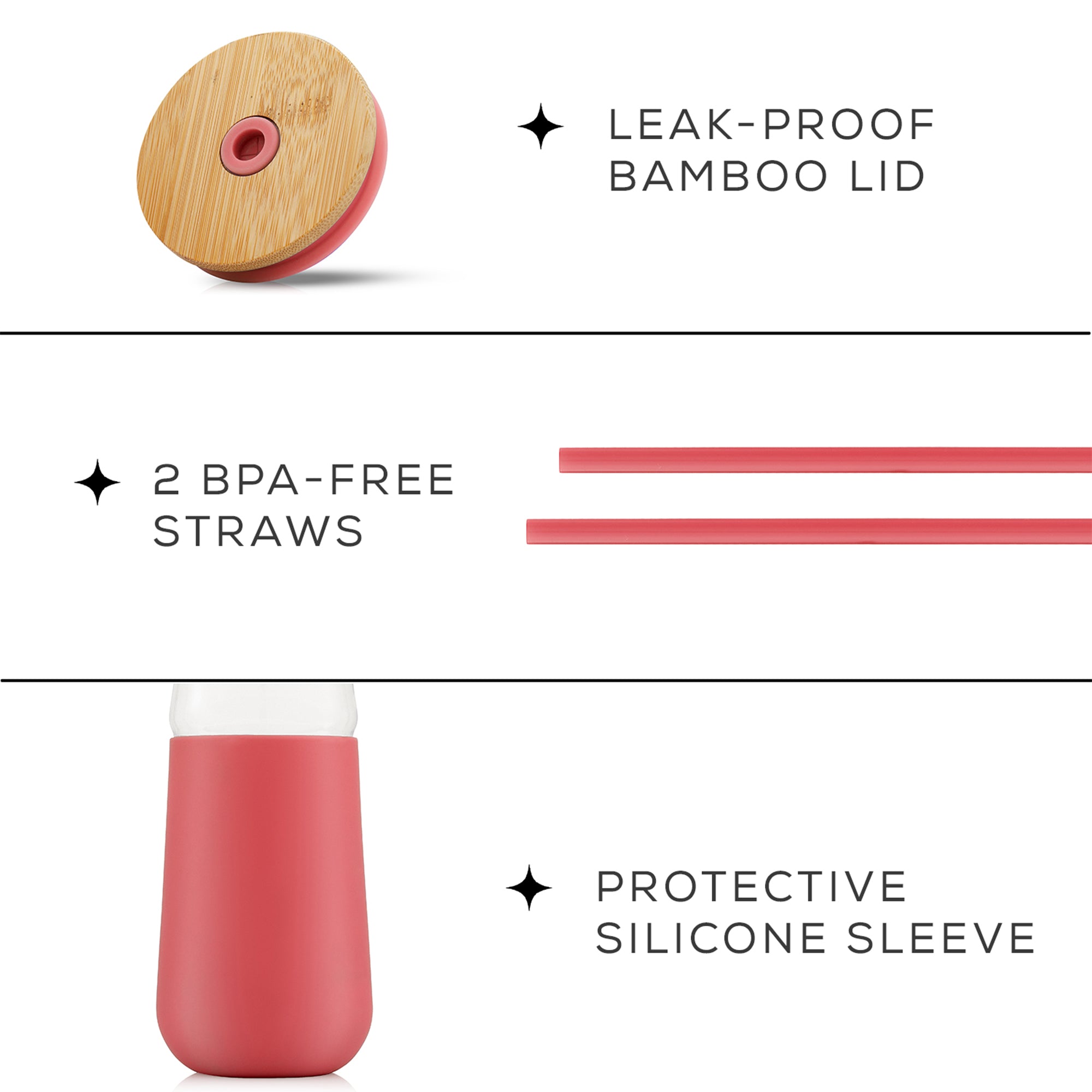 JoyJolt Tumbler with Bamboo Lid, Straw & Silicone Sleeve