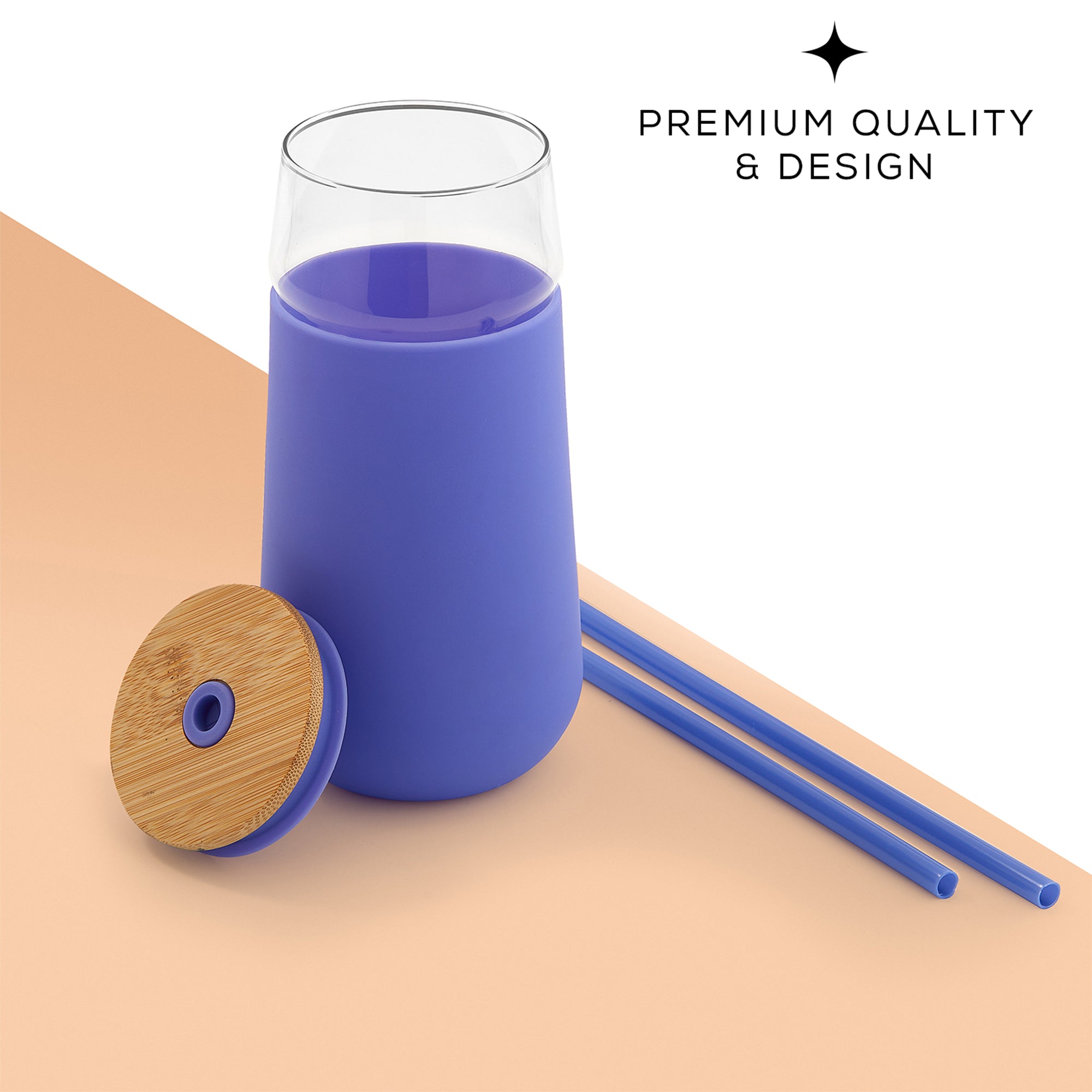 JoyJolt Tumbler with Bamboo Lid, Straw & Silicone Sleeve