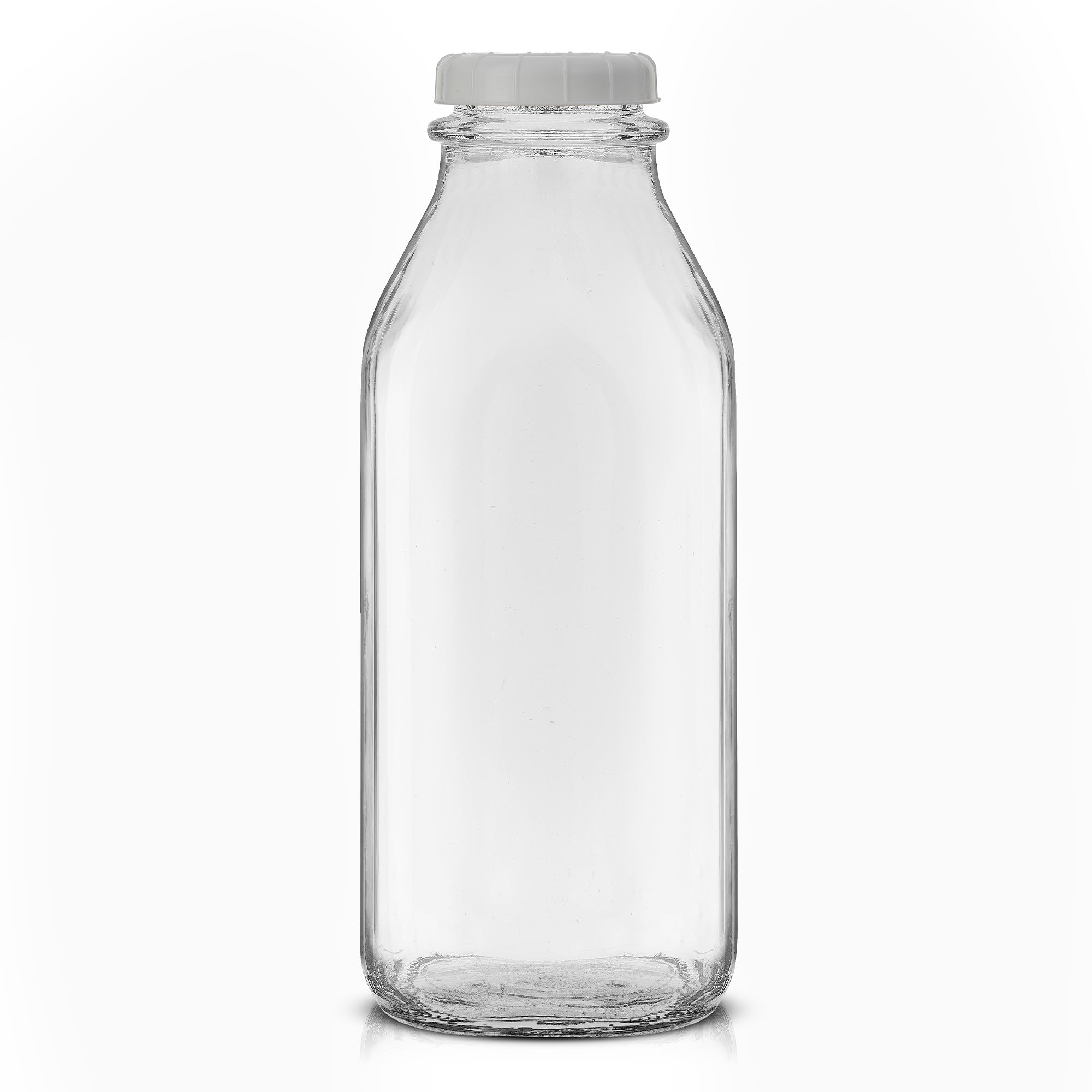 JoyJolt Reusable Glass Milk Bottle Set with Lid & Pourer