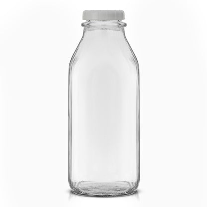 Reusable Glass Milk Bottle Set with Lid & Pourer