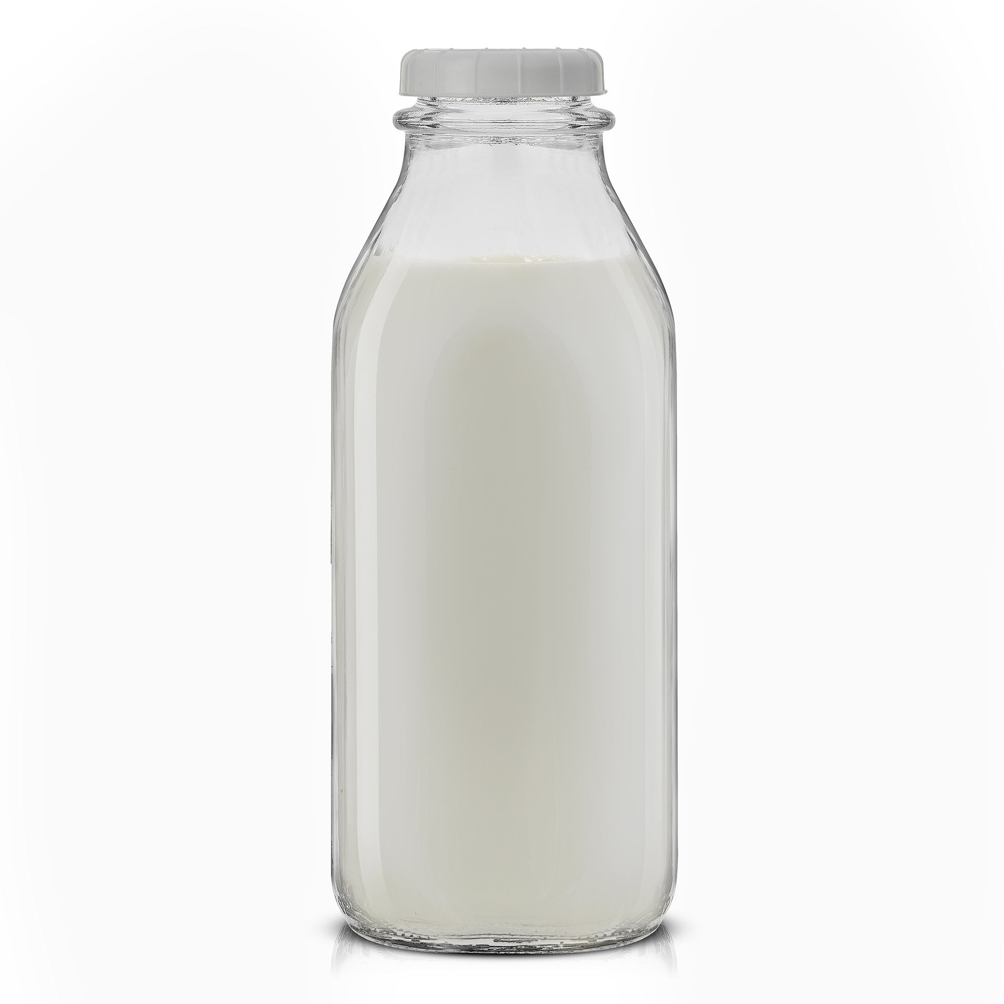 JoyJolt Reusable Glass Milk Bottle Set with Lid & Pourer
