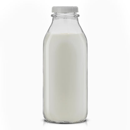 Reusable Glass Milk Bottle Set with Lid & Pourer