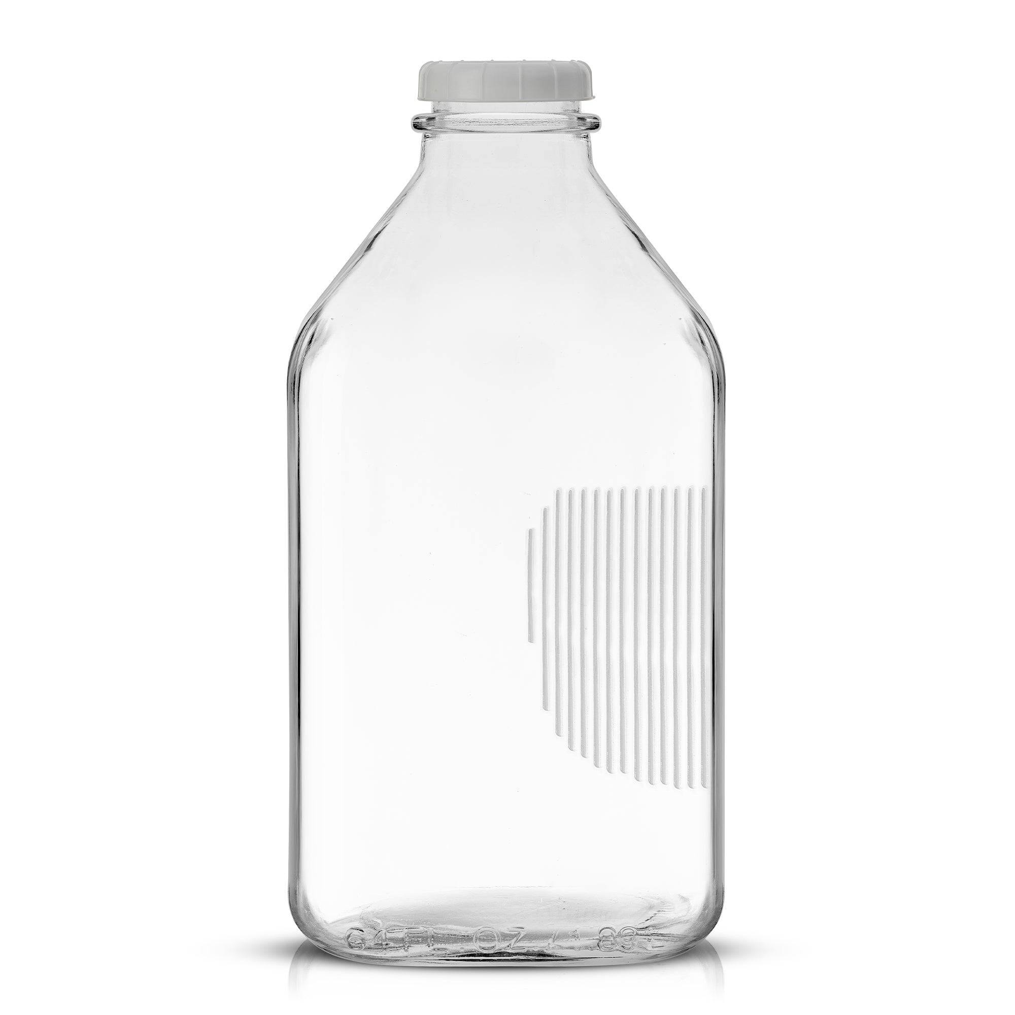 JoyJolt Reusable Glass Milk Bottle Set with Lid & Pourer