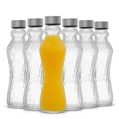 Spring Glass Water Bottles with Stainless Steel Cap