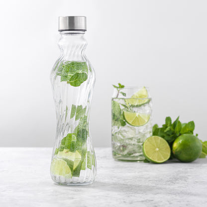 Spring Glass Water Bottles with Stainless Steel Cap