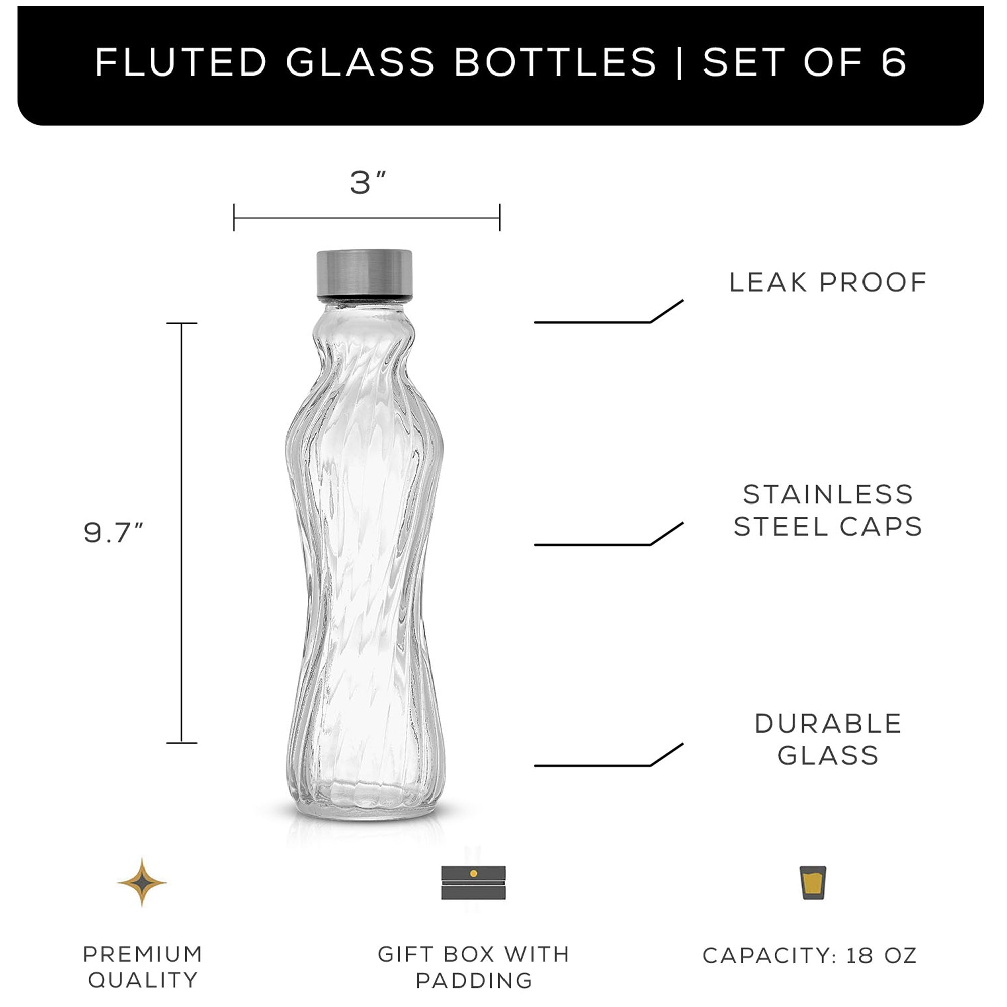 Spring Glass Insulated Water Bottles with Stainless Steel Cap