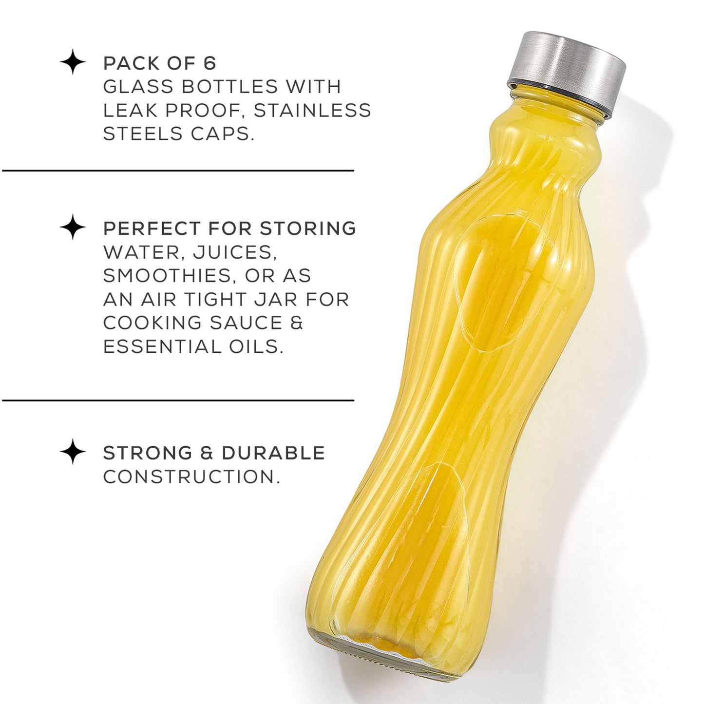 Spring Glass Water Bottles with Stainless Steel Cap