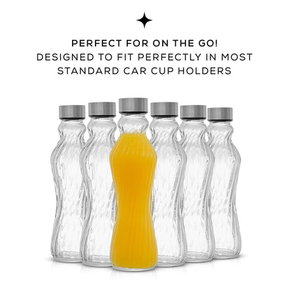 Spring Glass Water Bottles with Stainless Steel Cap