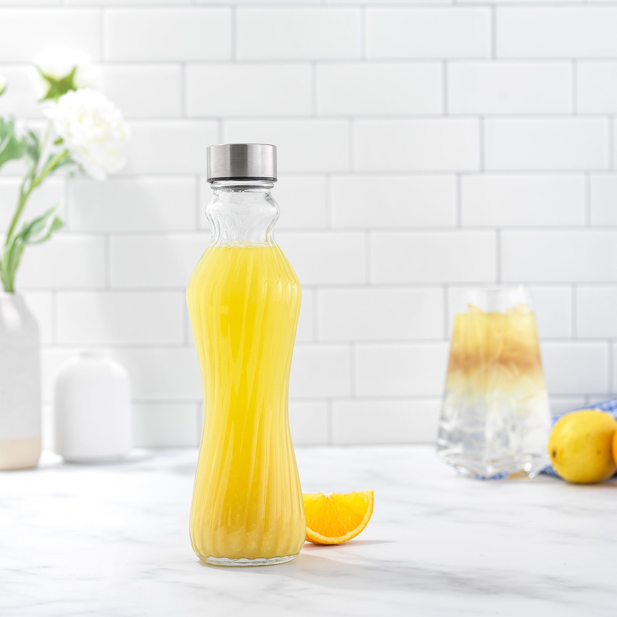 Spring Glass Insulated Water Bottles with Stainless Steel Cap