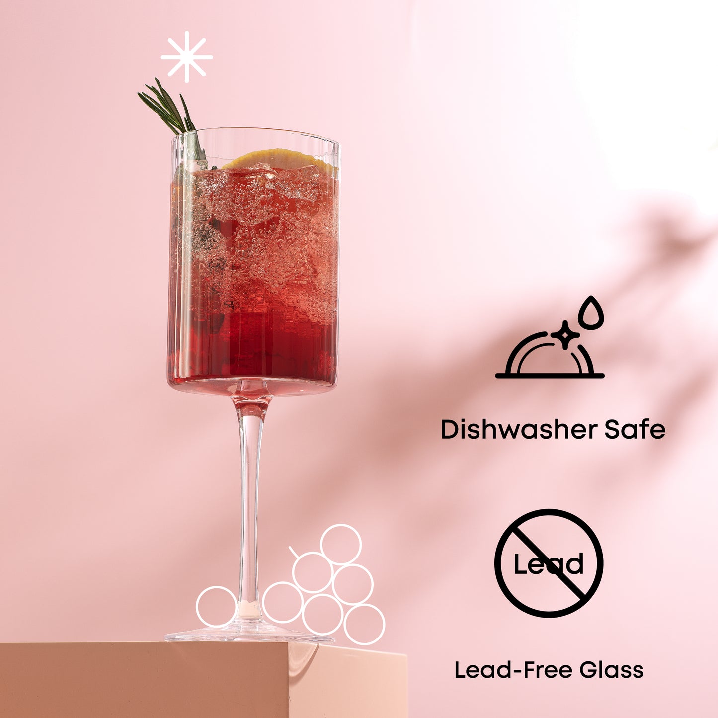 Elle Fluted Red Wine Glasses, 16.5 oz