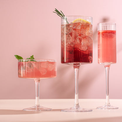 Elle Fluted Red Wine Glasses, 16.5 oz