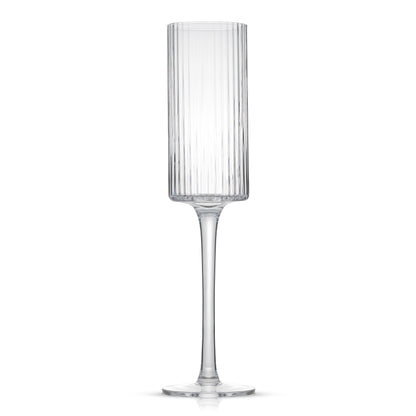 Elle Fluted Cylinder Champagne Glasses Set, 5.7 oz