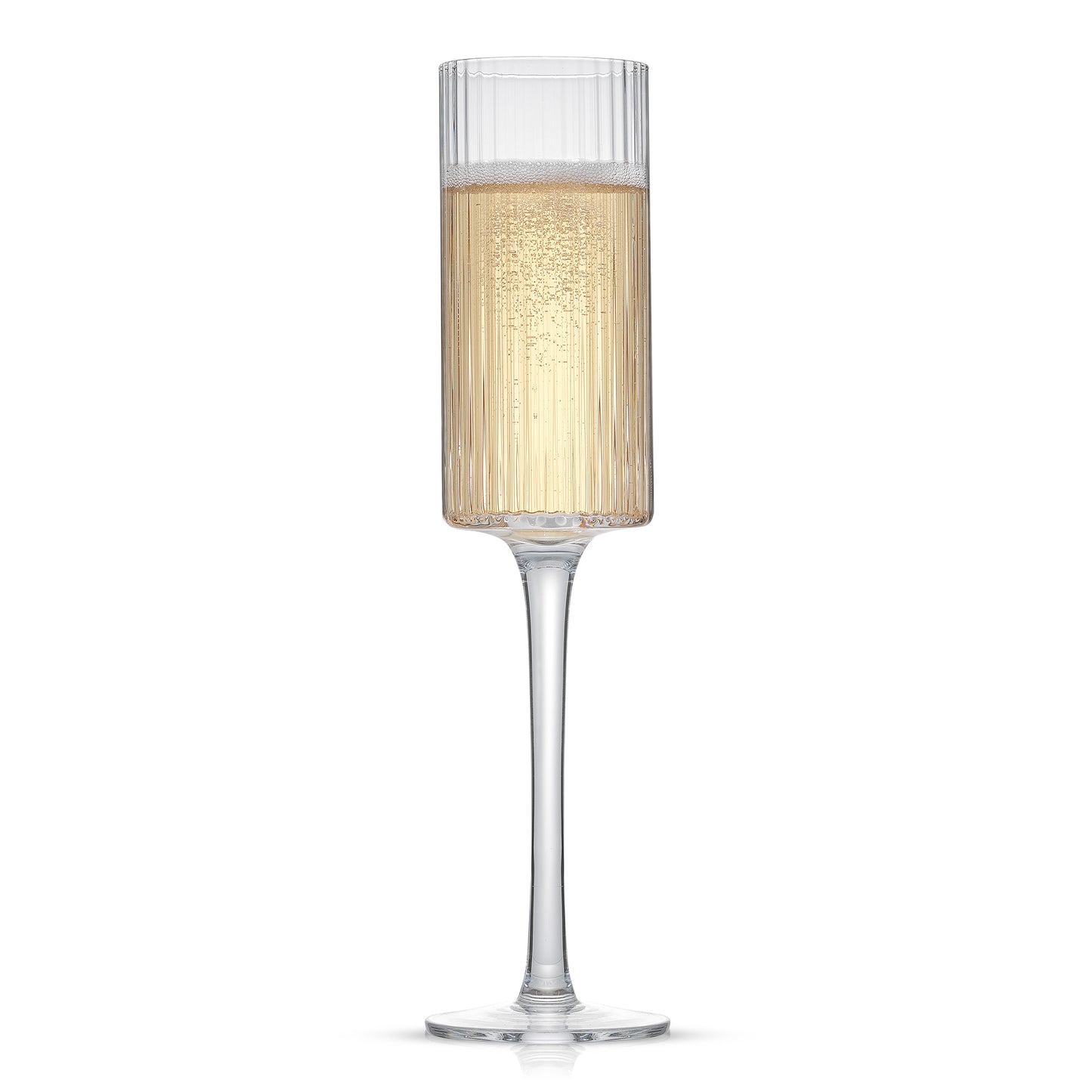 Elle Fluted Cylinder Champagne Glasses Set, 5.7 oz
