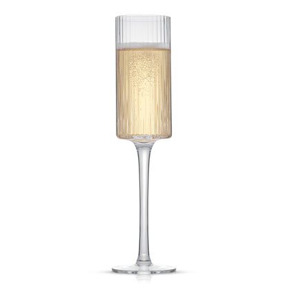 Elle Fluted Cylinder Champagne Glasses Set, 5.7 oz