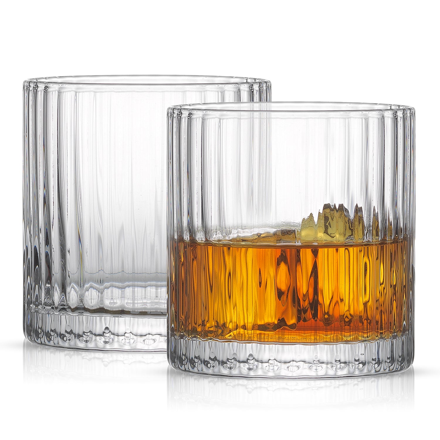 Elle Fluted Cylinder Whiskey Glasses, 9.5 oz