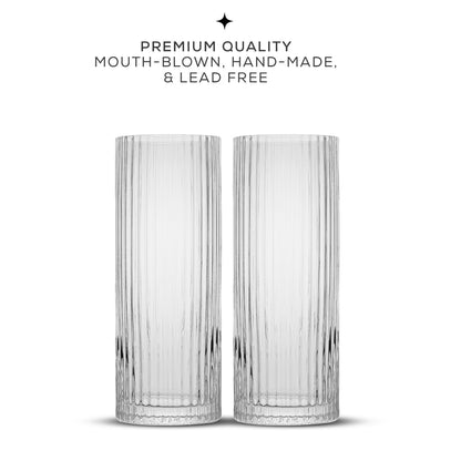 Elle Fluted Cylinder Highball Glasses, 16 oz