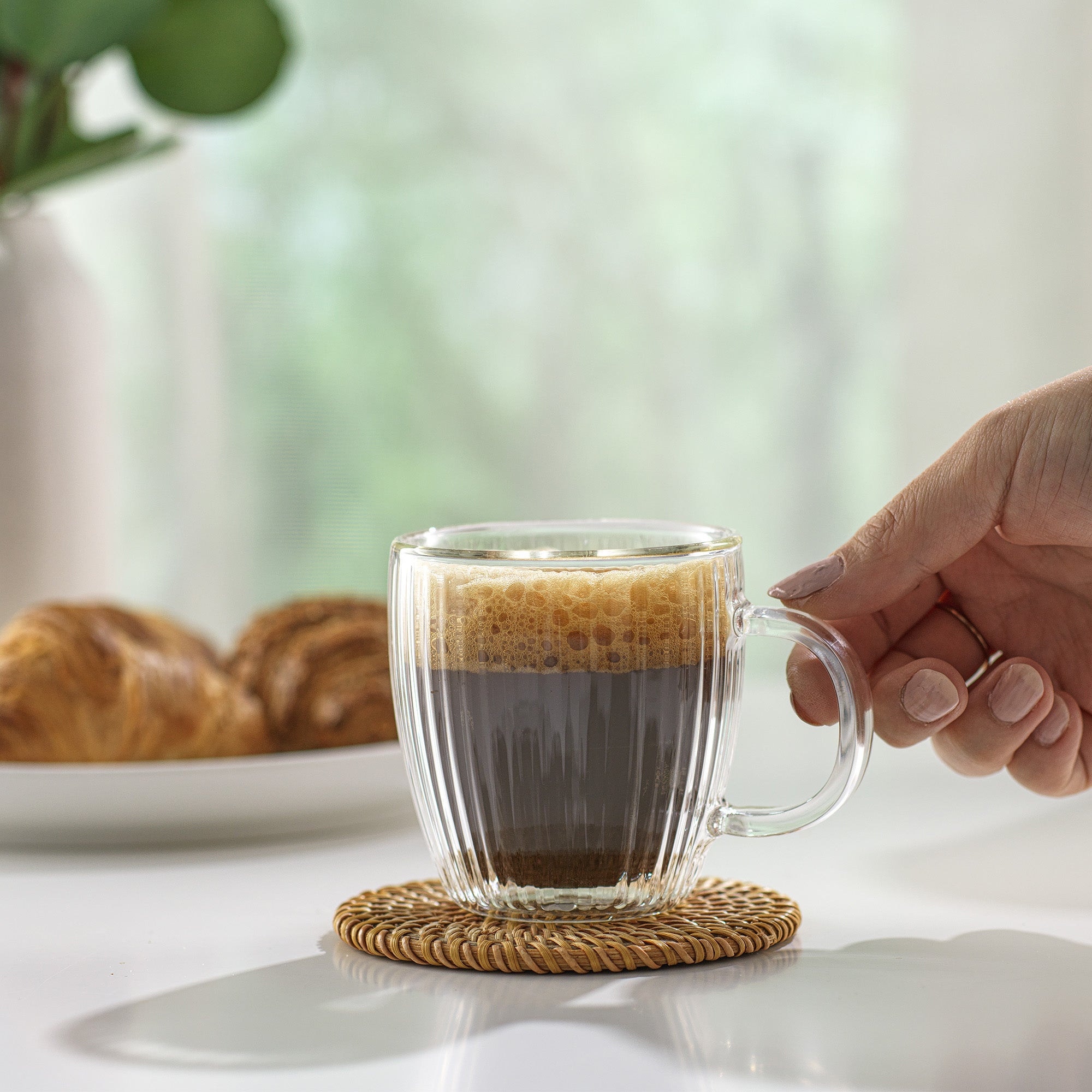 Fluted Savor Double Wall Espresso Glasses | JoyJolt