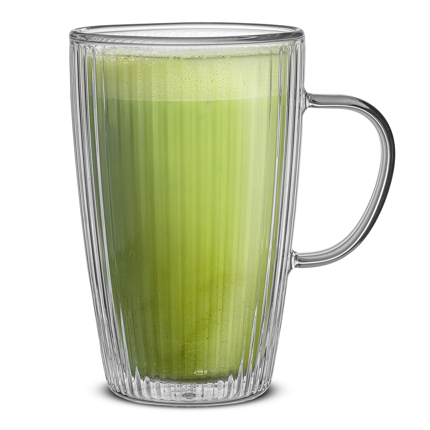 Savor Fluted Large Double Wall Coffee Mugs, 15 oz