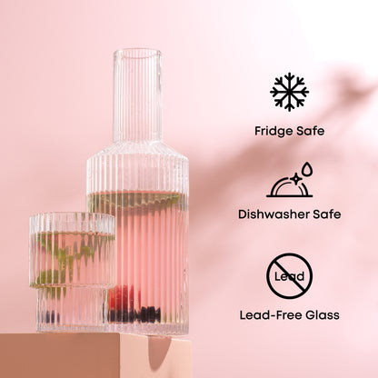 Elle Fluted Bedside Decanter Set