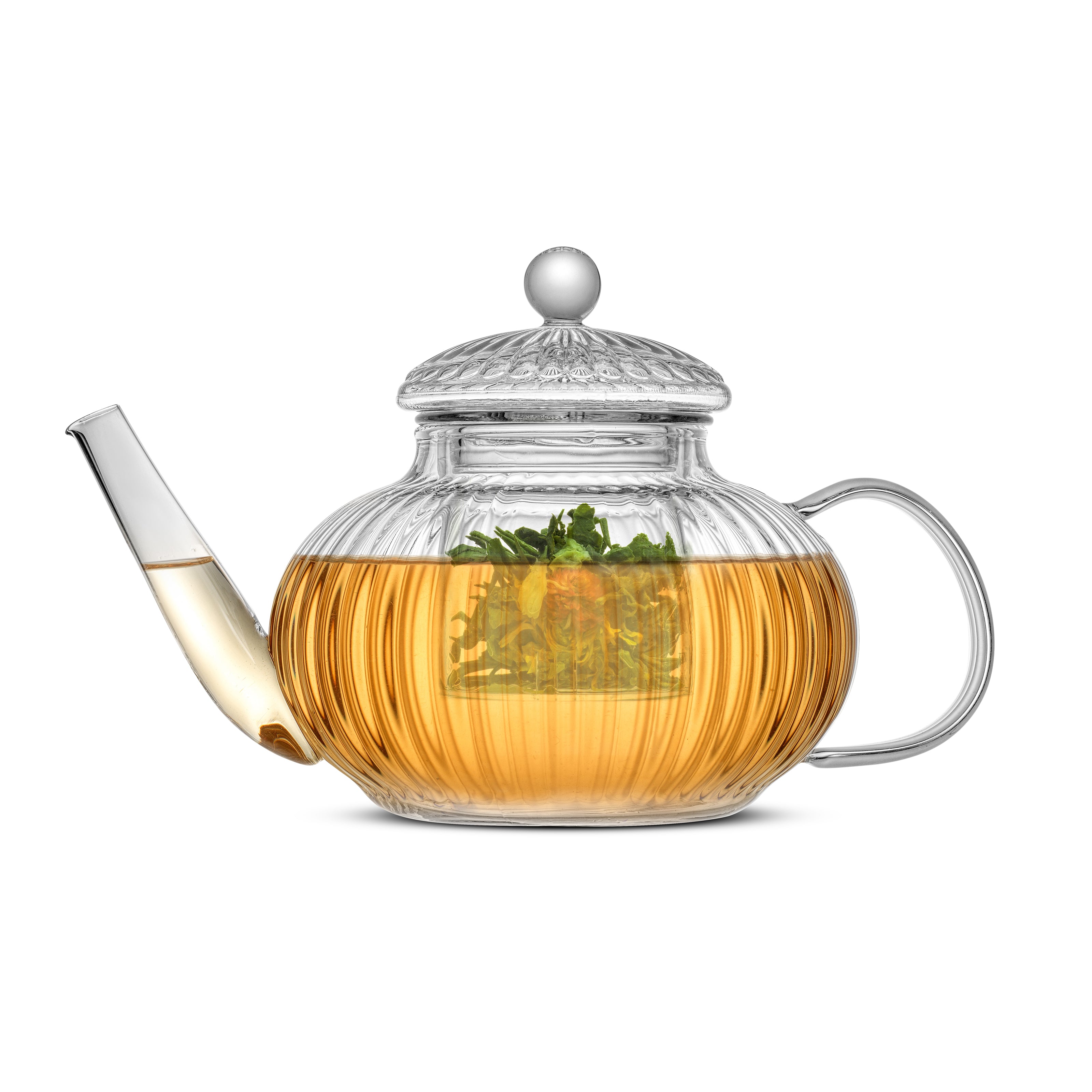 JoyJolt Fluted Tea Kettle & Glass Mugs Combo