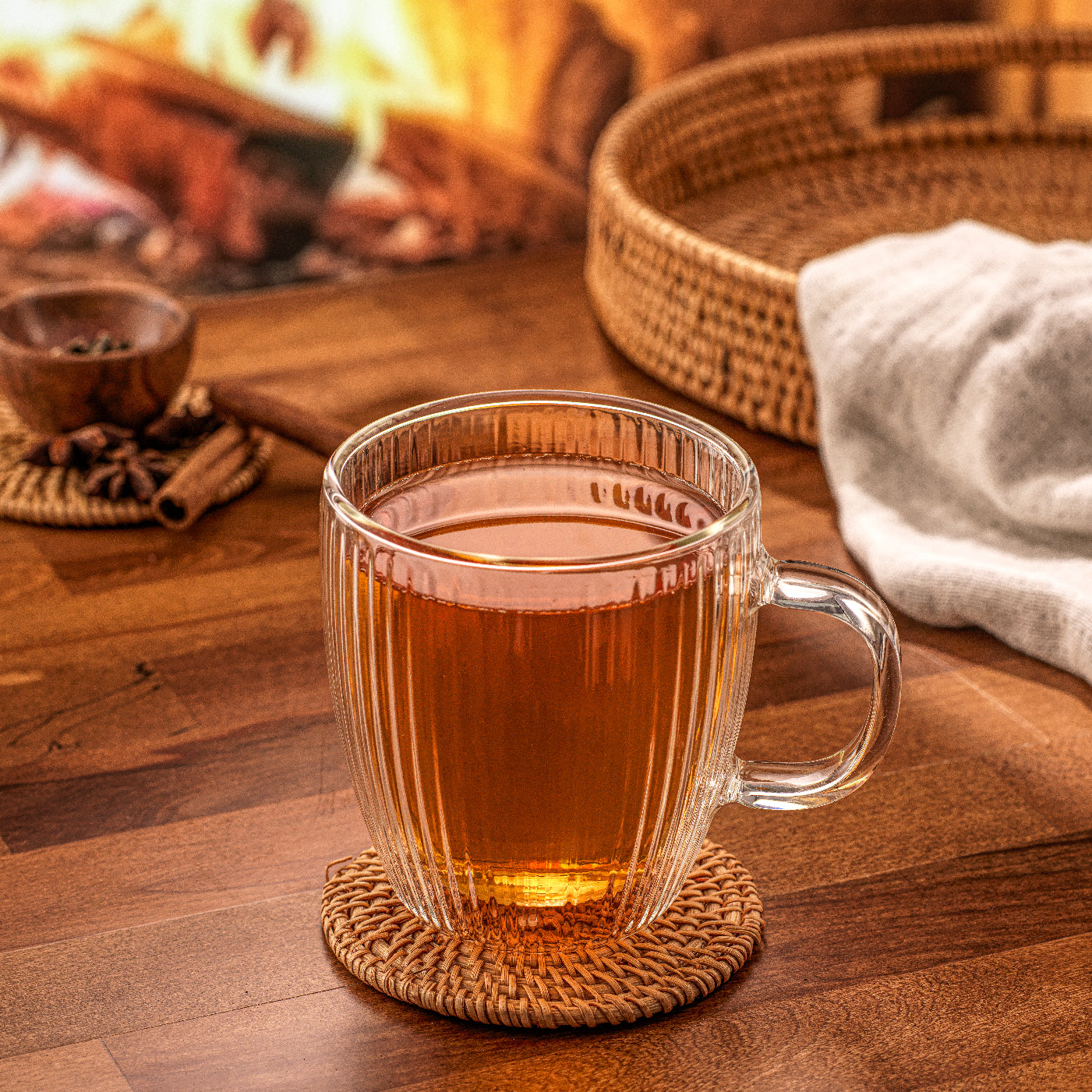 Savor Fluted Double Wall Glass Mug