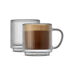 Haven Fluted Stackable Double Wall Glass Mugs, 5.5 oz