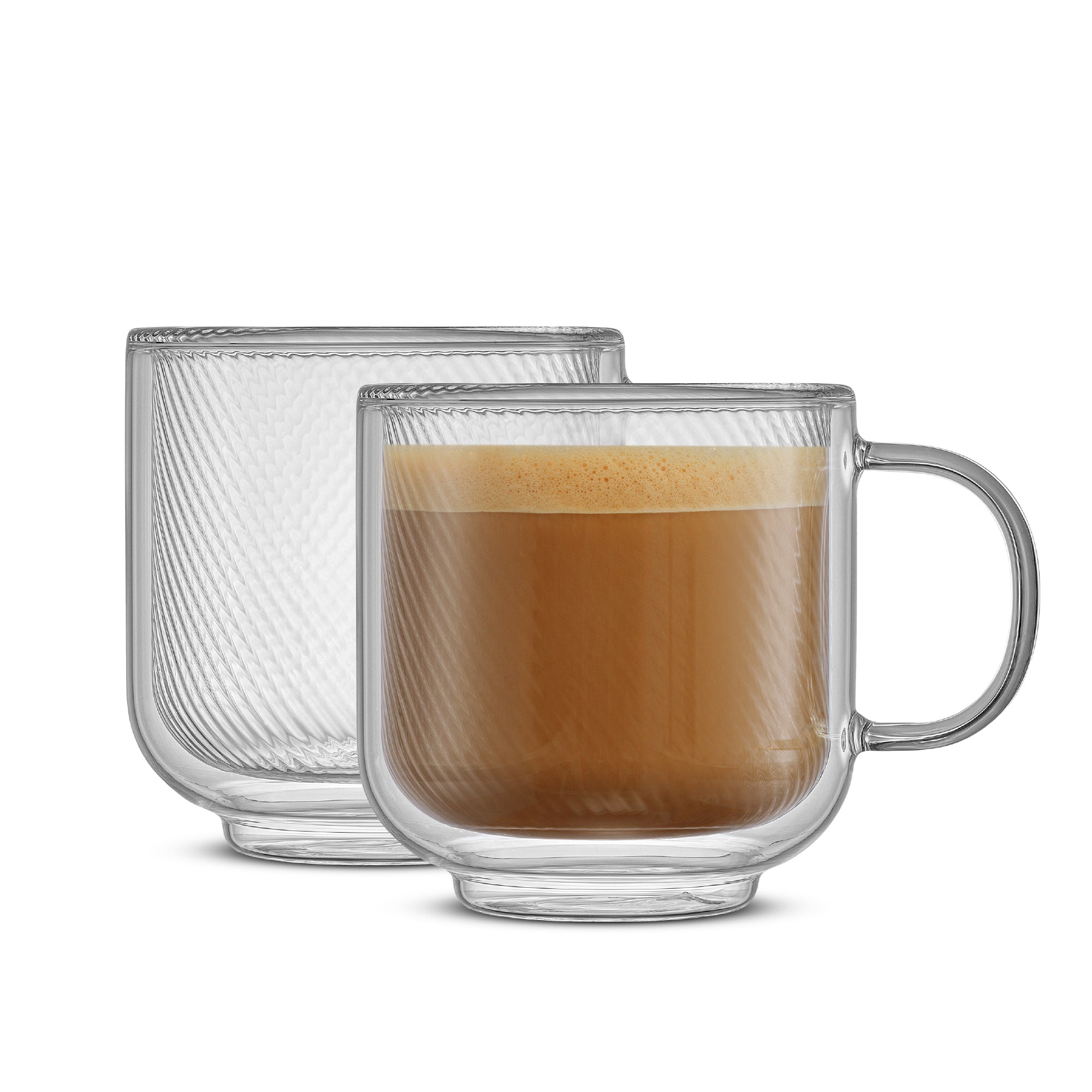 Harbor Swirl Double Wall Glass Coffee Mugs | JoyJolt