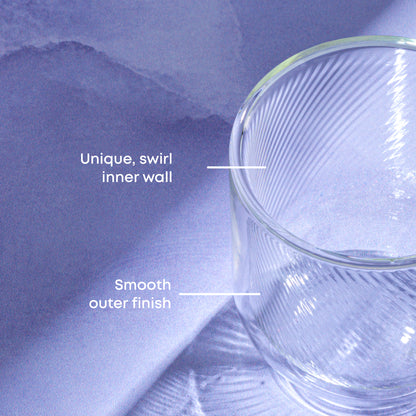 Harbor Swirl Double Wall Glass Mugs, 15oz
