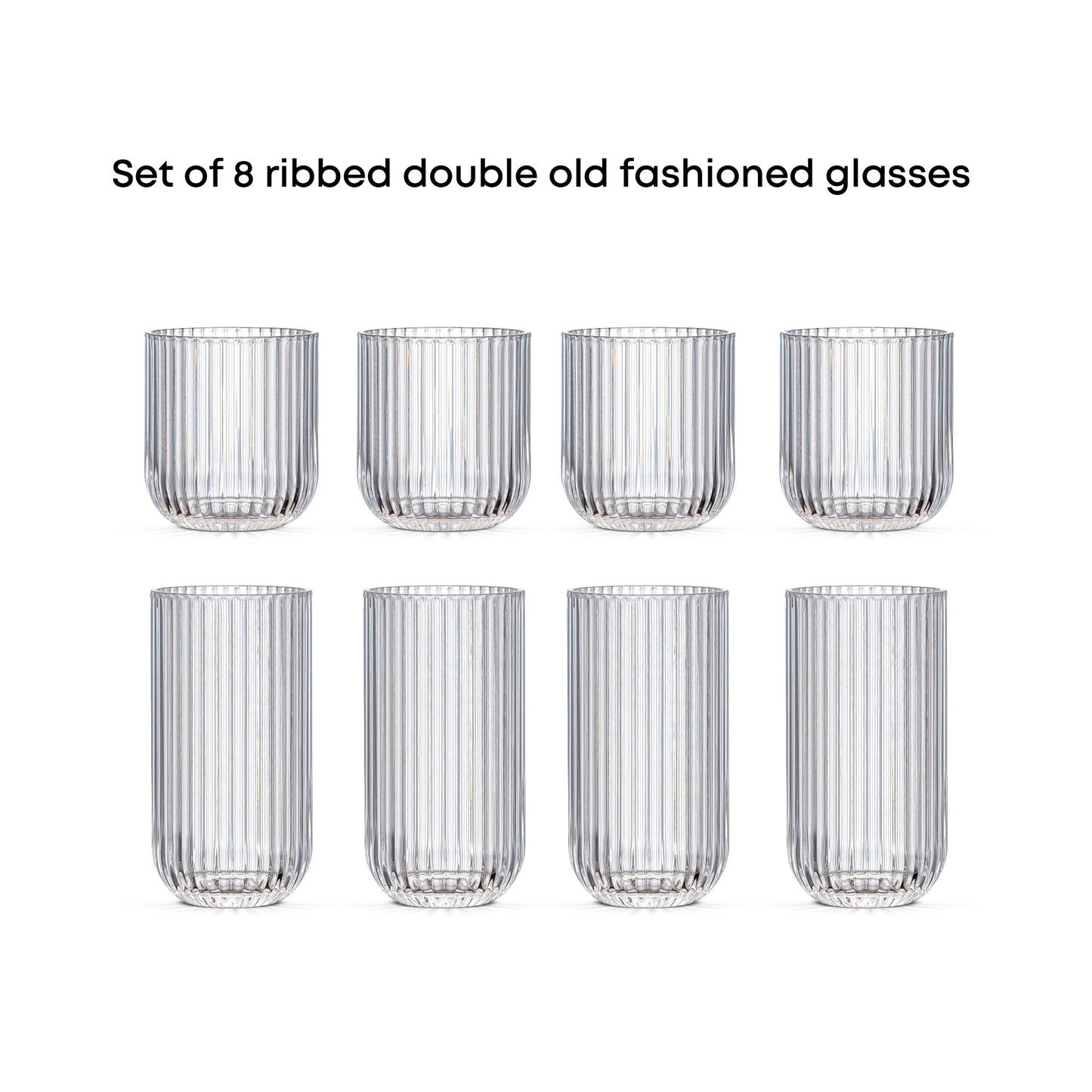 Lotus Ribbed Drinking Glasses, Set of 8