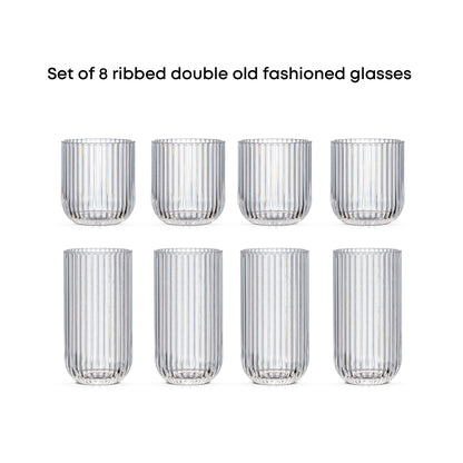 Lotus Ribbed Drinking Glasses, Set of 8