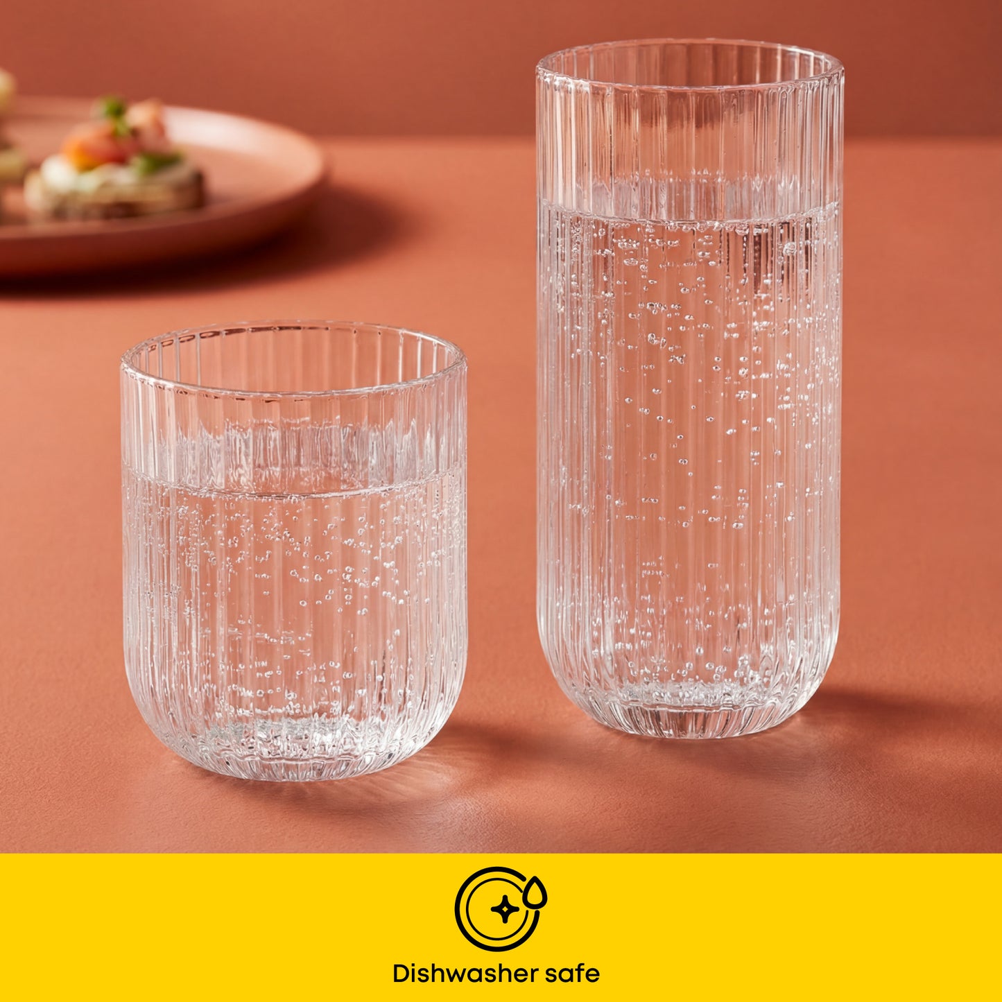 Lotus Ribbed Drinking Glasses, Set of 8