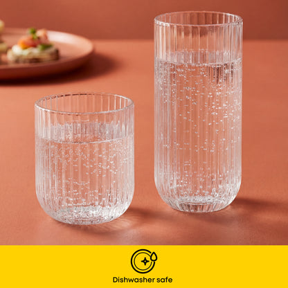 Lotus Ribbed Drinking Glasses, Set of 8